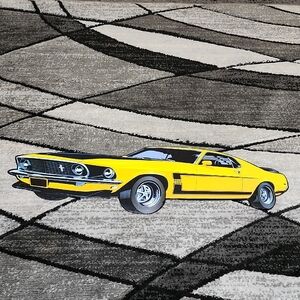 BOSS 302 YELLOW FORD MUSTANG EMBOSSED METAL-TIN SIGN WALL ART